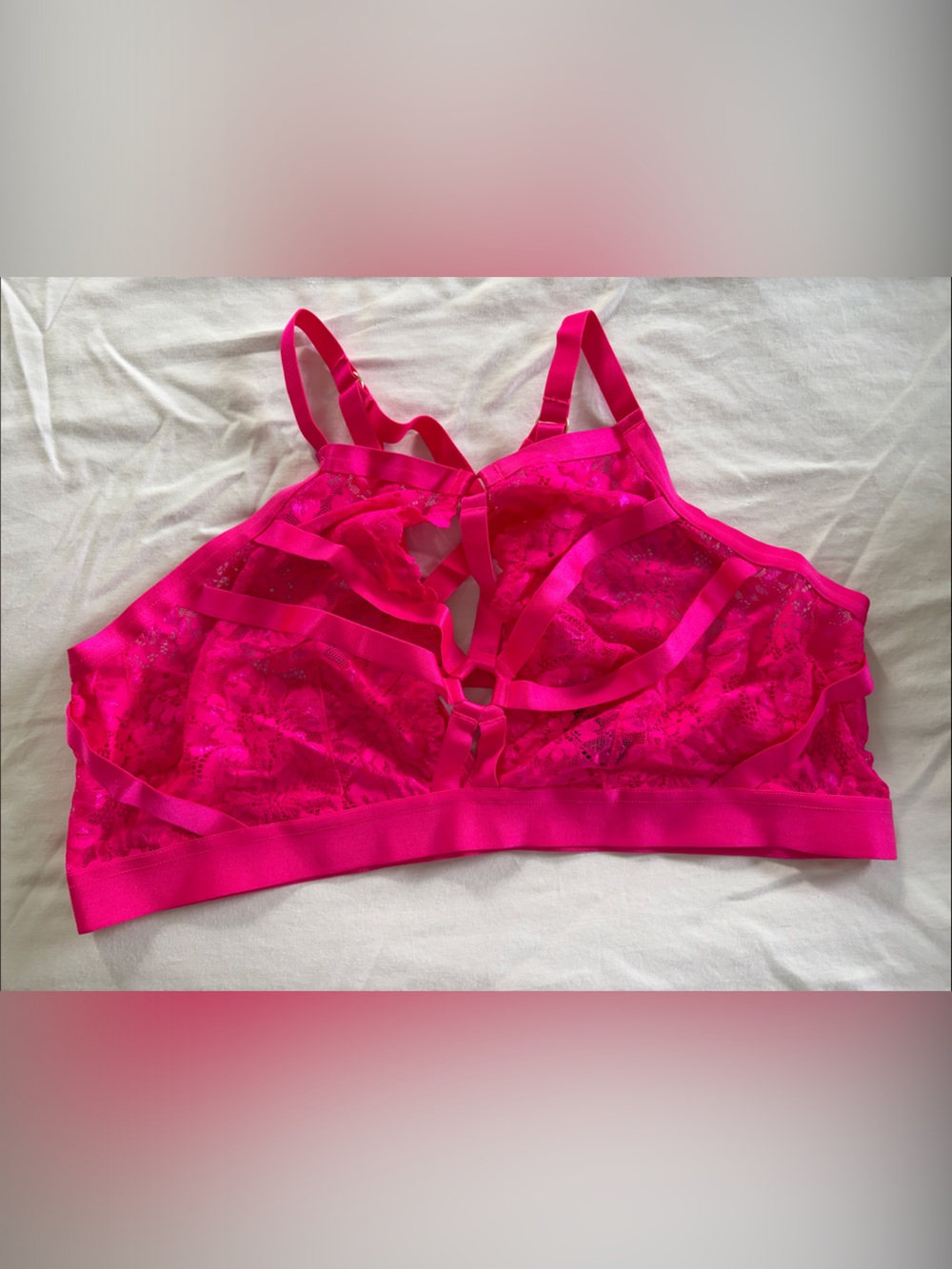 torrid Hot Pink Lace Bralette with Strappy Front